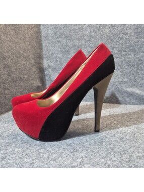 Qupid Red/Black Platform 5 3/4" Staleto Heels Women's Sz. 9